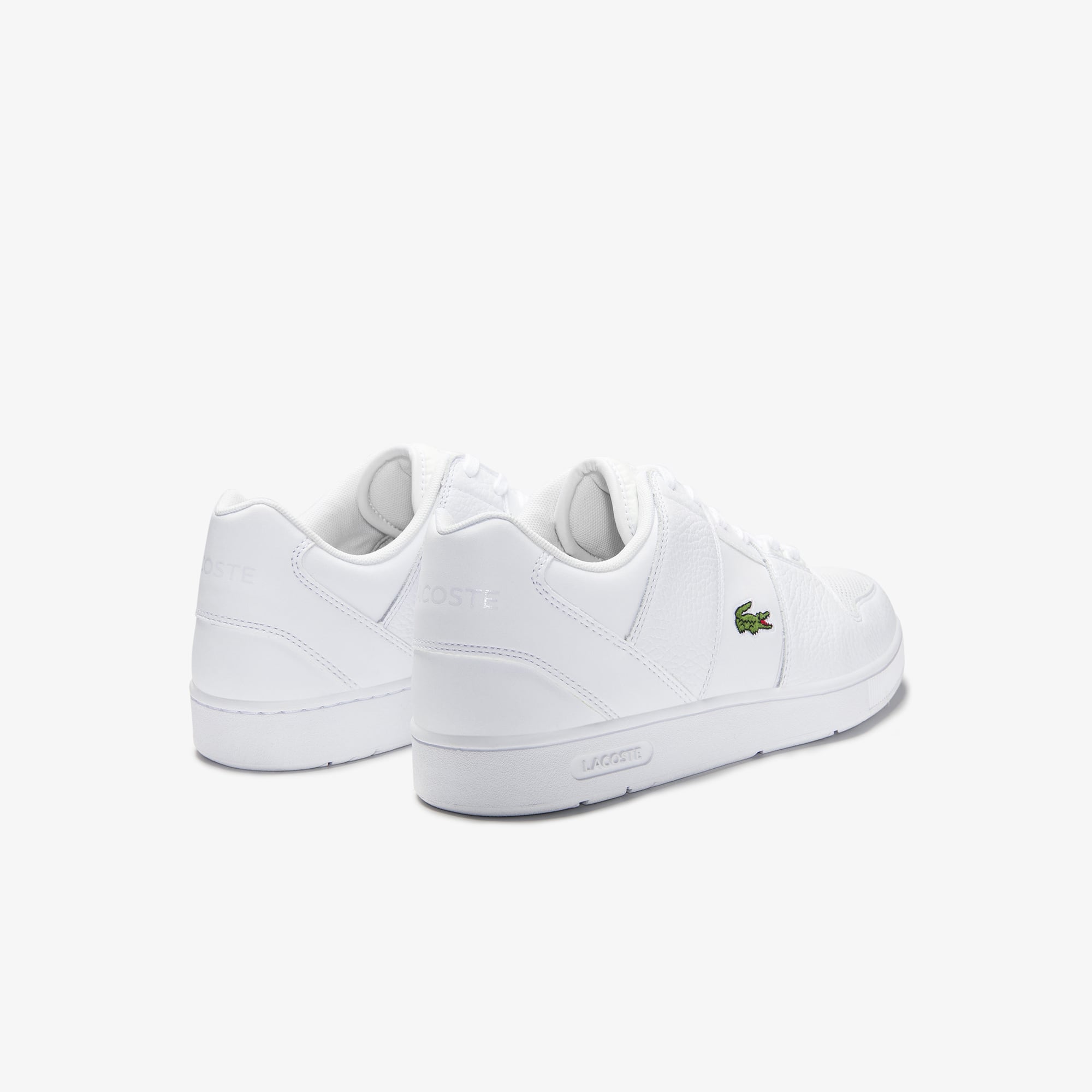 Men/'s Lacoste Thrill Leather Lace up Comfort Trainers in White